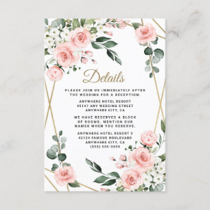 赤面·ピンク·金ゴールド·ホワイト·フローラ·グリ結婚ーナリーズ エンクロージャーカード