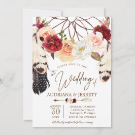 赤面&ピーチバラドリームキャッチャー結婚ボホズ 招待状