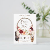 赤面&ピーチバラドリームキャッチャーBoho Save the Date ポストカード (スタンド正面)