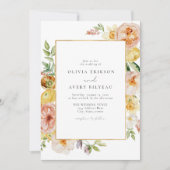 赤面&ピーチパステルフローラ庭園の結婚式 招待状 (正面)