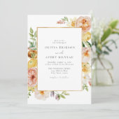 赤面&ピーチパステルフローラ庭園の結婚式 招待状 (スタンド正面)