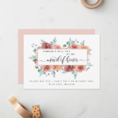 赤面、ピーチ、ブルーフローラビーミーメイド・オブ・オーナー(花嫁付き添い人) ノートカード (正面/裏面インサイチュ)