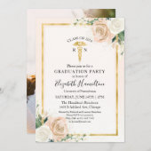 赤面&フォイル金ゴールド看護学校グラッドパーティー写真 招待状 (正面/裏面)