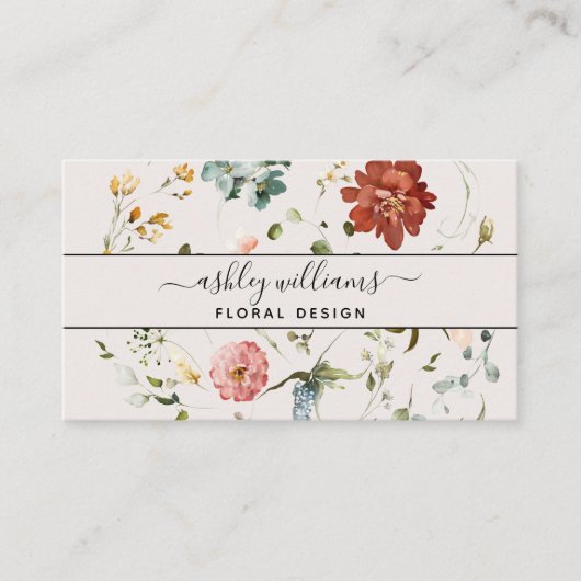 赤面&ブラックガーデン花スクリプト 名刺 (正面)