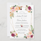 赤面&ブルゴーニュバラ結婚式招待状 招待状 (正面)