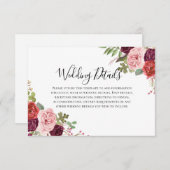 赤面&ブルゴーニュフラワーズウェディングレセプション詳細 招待状 (正面/裏面)