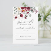 赤面&ブルゴーニュ水彩フローラQRコード 出欠カード (スタンド正面)