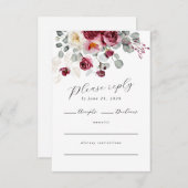 赤面&ブルゴーニュ水彩フローラQRコード 出欠カード (正面/裏面)