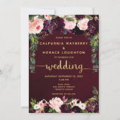 赤面·ブルゴーニュ·パレード·金ゴールド·カ結婚リグラディズ 招待状 (正面)