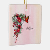 赤面、ブルゴーニュ、ホワイトローズブークオールオーバーPr セラミックオーナメント (右)