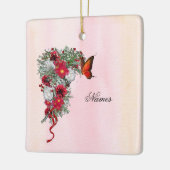 赤面、ブルゴーニュ、ホワイトローズブークオールオーバーPr セラミックオーナメント (左)