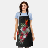 赤面、ブルゴーニュ、ホワイトローゼズブーケ エプロン (着用した状態)