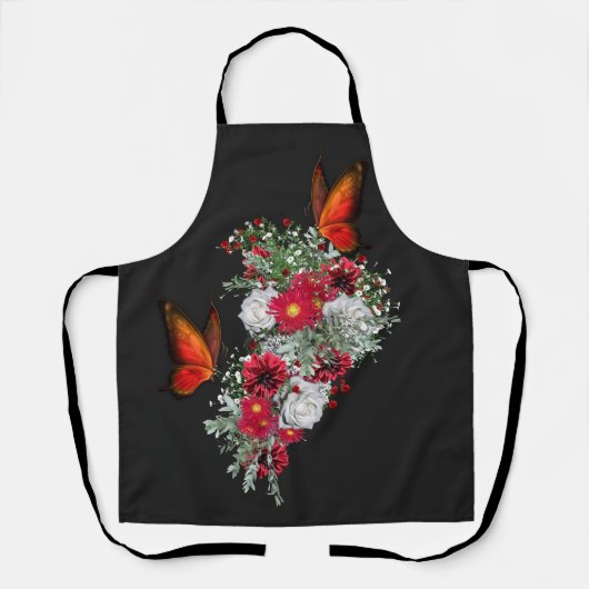 赤面、ブルゴーニュ、ホワイトローゼズブーケ エプロン (正面)