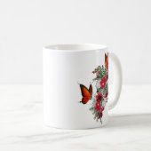 赤面、ブルゴーニュ、ホワイトローゼズブーケ コーヒーマグカップ (正面右)