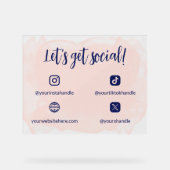 赤面&ブルーウォーター色でソーシャルをゲット アクリルサイン (正面)