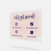 赤面&ブルーウォーター色でソーシャルをゲット アクリルサイン (傾斜)