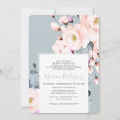 赤面&ブルーユニークウォーター色フローラキンセアニラ 招待状 (正面)