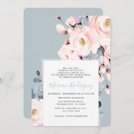 赤面&ブルーユニークウォーター色フローラキンセアニラ 招待状