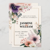🌹赤面&プラムフローラ結婚式招待状💐💒 招待状 (正面/裏面)