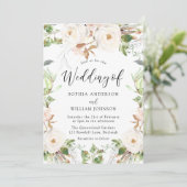 赤面&ホワイトグリーンリーフフローラリース結婚ズ 招待状 (スタンド正面)