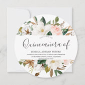 赤面&ホワイトビューティフルフラワーズキンセアニェラ 招待状 (正面)