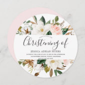 赤面&ホワイトビューティフルフローラ《キリスト教》洗礼式や命名式バプテスマ 招待状 (正面/裏面)