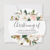 赤面&ホワイトビューティフルフローラ《キリスト教》洗礼式や命名式バプテスマ 招待状 (正面)
