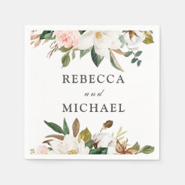 赤面&ホワイトフラワーウェディングレセプションまたはパーティー スタンダードカクテルナプキン