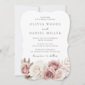 赤面&ホワイトフラワーエレガントな結婚式 招待状 (正面)