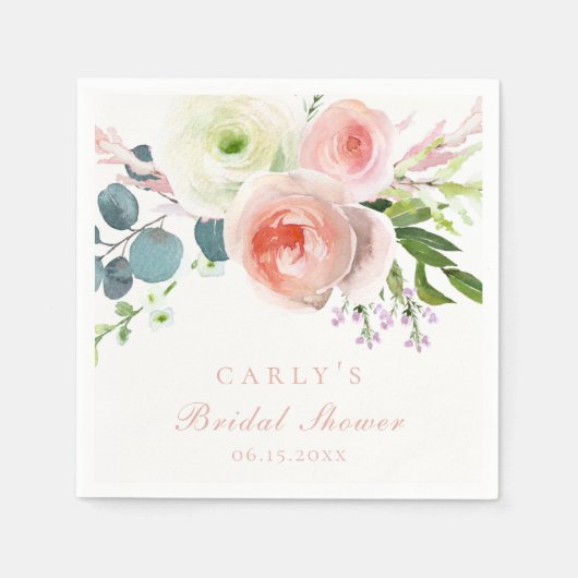 赤面&ホワイトフローラガーデンブーケ スタンダードカクテルナプキン (正面)