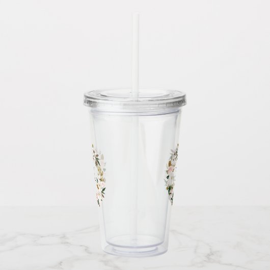 赤面&ホワイトマグノリアウォーター色リースモノグラム アクリルタンブラー (右)