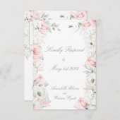 赤面&ホワイトローズフローラ庭園の結婚式リターン 出欠カード (正面/裏面)