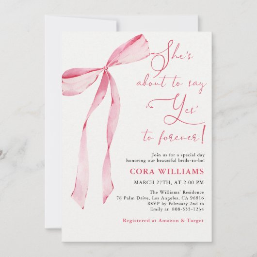 赤面&ボウズ彼女が言おうとしているYesブライダルシャワー 招待状 (正面)