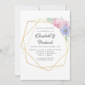 赤面&ミントジオメトリックフローラリハーサルディナー 招待状 (正面)