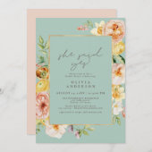赤面&ミントフローラ彼女が言ったYesブライダルシャワー 招待状 (正面/裏面)