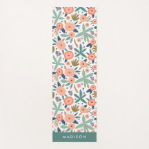 赤面&モダンコーラルミントフローラルパターン