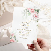 赤面&ユーカリフローラスウィート16誕生日 招待状