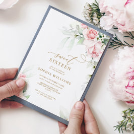 赤面&ユーカリフローラスウィート16誕生日 招待状