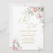 赤面&ユーカリプタスフローラ日付の招待を保存 招待状 (正面)