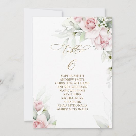 赤面&ユーカリ表番号6シーティングチャート 招待状 (正面)