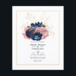 赤面、海軍、金ゴールドフローラ結婚式招待状 チラシ<br><div class="desc">赤面ピンク、ネイビーブルー、金ゴールドフローラ結婚式招待状エレガントタイポグラフィはイベントの仕様にカスタマイズ可能。封筒は含まれない。同じテーマに封筒が含まれ、一致する製品が含まれる厚い招待状については、以下のコレクションを参照。</div>