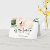 赤面/祖父母への結婚式の日おばあちゃん カード (黄色い花)