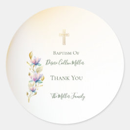 赤面&薄紫フローラ,金ゴールドクロスバプティスステッカー ラウンドシール