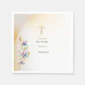 赤面&薄紫フローラ,金ゴールドクロスバプティスナプキン スタンダードカクテルナプキン (正面)