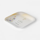 赤面&薄紫フローラ,金ゴールドクロスバプテスマプレート ペーパープレート (傾斜あり)