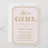 赤面&金ゴールドガールベビーシャワー招待状 招待状 (正面)