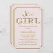 赤面&金ゴールドガールベビーシャワー招待状 招待状 (正面/裏面)