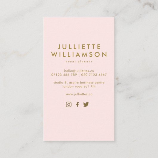 赤面&金ゴールドバルーンイベントプランナーソーシャルメディア 名刺 (裏面)