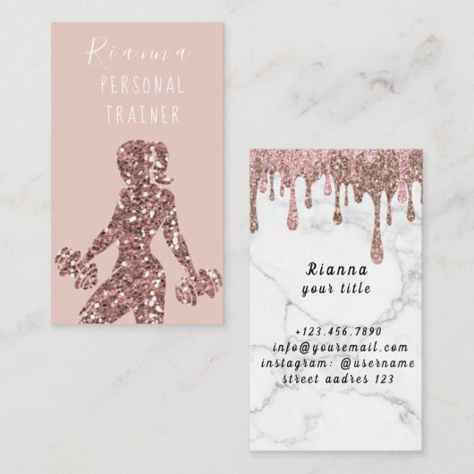 赤面&金ゴールドパーソナルトレーナーソーシャルメディア 名刺 (正面/裏面)