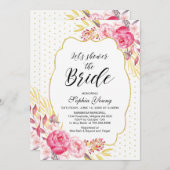 赤面&金ゴールドブライダルシャワーティーパーティー 招待状 (正面/裏面)